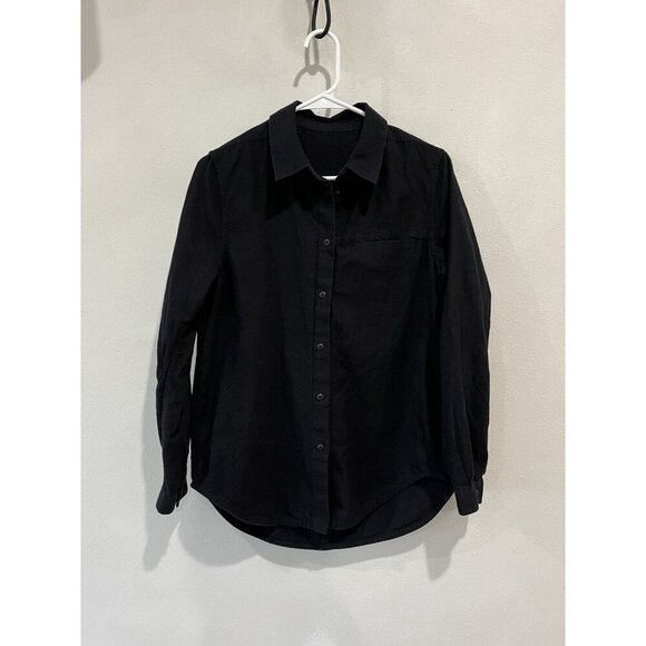 Lululemon Flannel Shirt Women’s Black Full Day Ahead Button Up Long Sleeve 6 - Picture 1 of 4